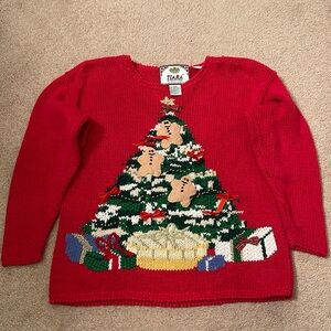 Vintage Tiara Girls Embellished Christmas Sweater 7